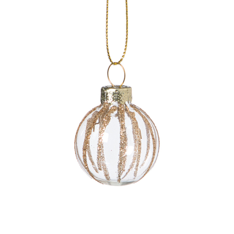 Kerstbal strepen - goudkleurig